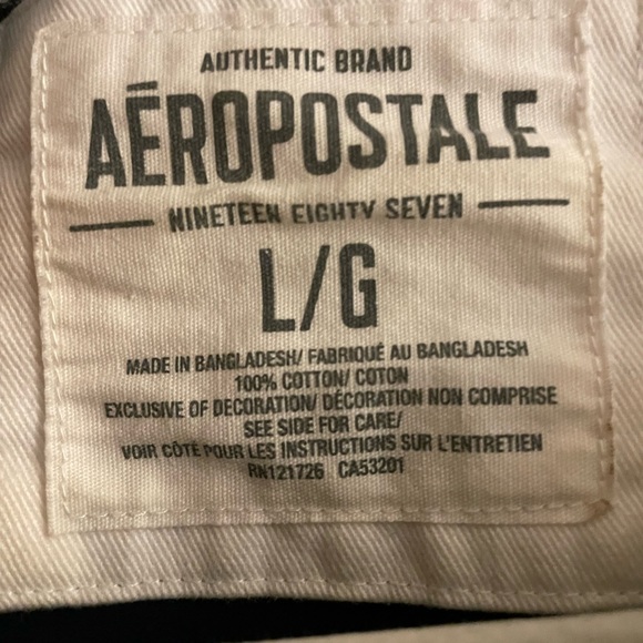 Aeropostale Men’s Large blue and gray striped polo - Picture 3 of 5